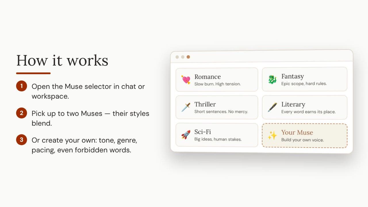 Muses — AI writing personalities for every genre